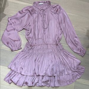 Lavender Long Sleeve Ruffled Dress